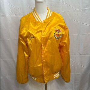 Vintage Hartwell Sports Yellow Satin Varsity Jacket 42nd Bombardment Wing Sz L